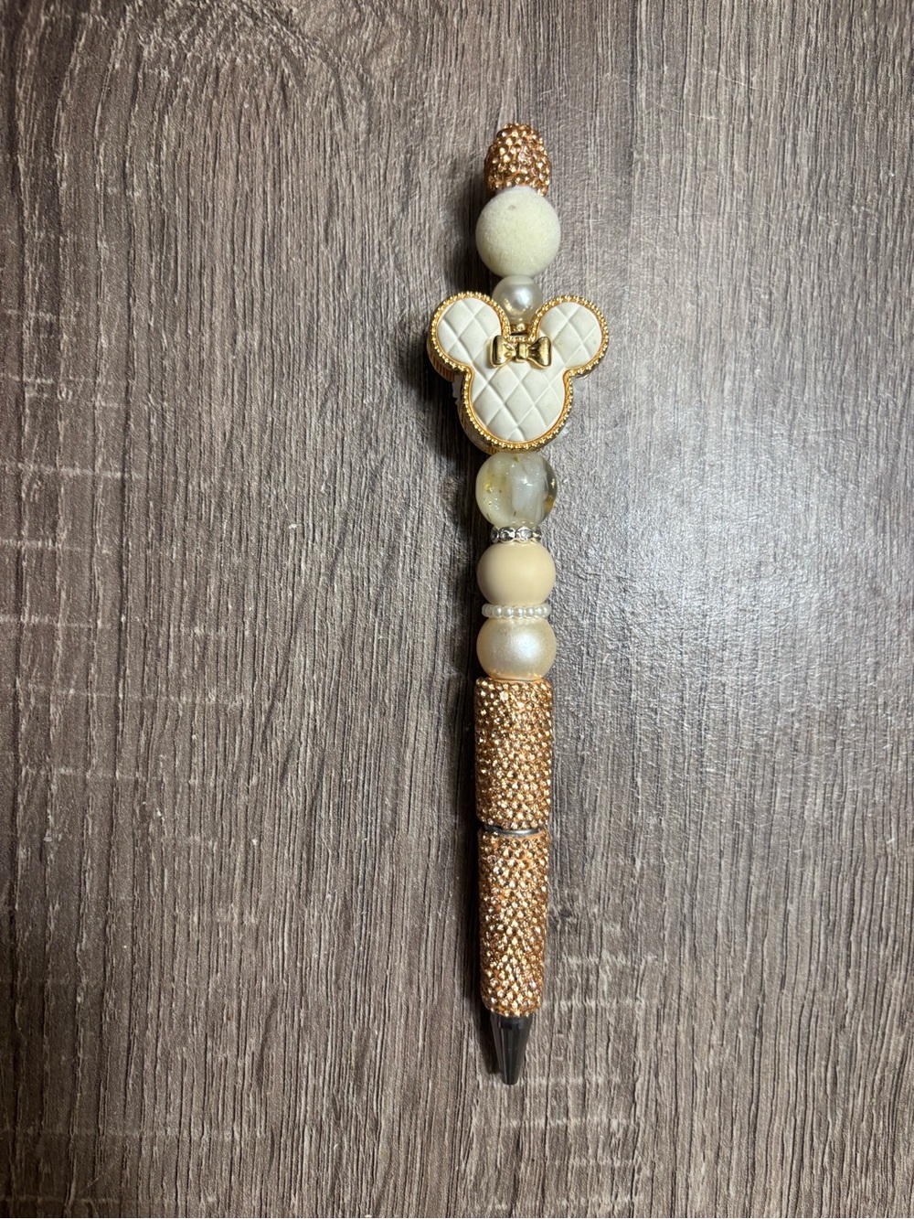 Embellished White & Gold Minnie Mouse Ballpoint Pen